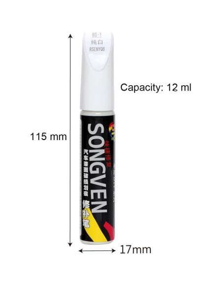 Bolígrafo Reparador de Rayones de Coche SONGVEN Blanco 12ml