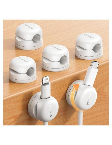 6 Pack Organizador de Cables Lamicall con Clips Giratorios