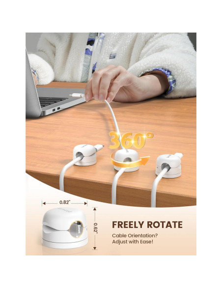 6 Pack Organizador de Cables Lamicall con Clips Giratorios