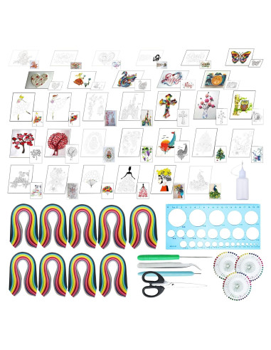 Kit de Quilling Woohome 48 Piezas con Plantillas y Herramientas
