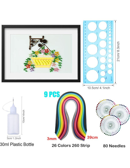 Kit de Quilling Woohome 48 Piezas con Plantillas y Herramientas