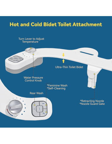 Accesorio de Bidet Clirass Plata, Agua Caliente y Fría, Doble Boquilla