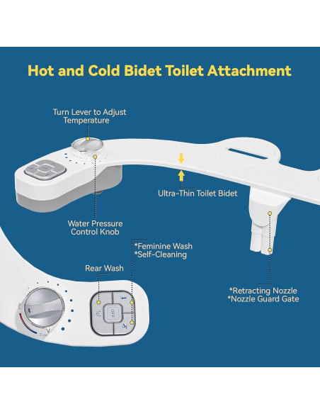 Accesorio de Bidet Clirass Plata, Agua Caliente y Fría, Doble Boquilla
