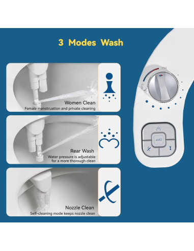 Accesorio de Bidet Clirass Plata, Agua Caliente y Fría, Doble Boquilla