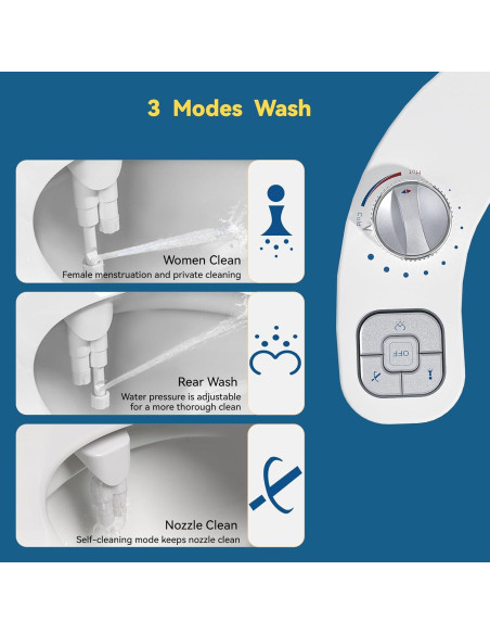 Accesorio de Bidet Clirass Plata, Agua Caliente y Fría, Doble Boquilla