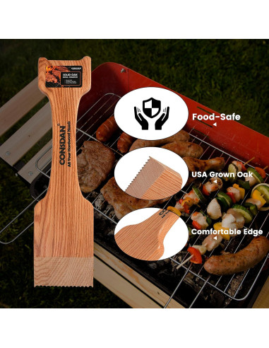 Raspador de Parrilla de Madera CONSDAN 52x13 cm Roble Sólido