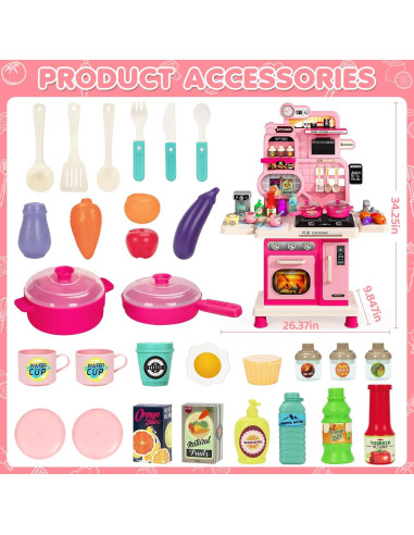 Juego de Cocina Interactivo TooyBing para Niños Rosa