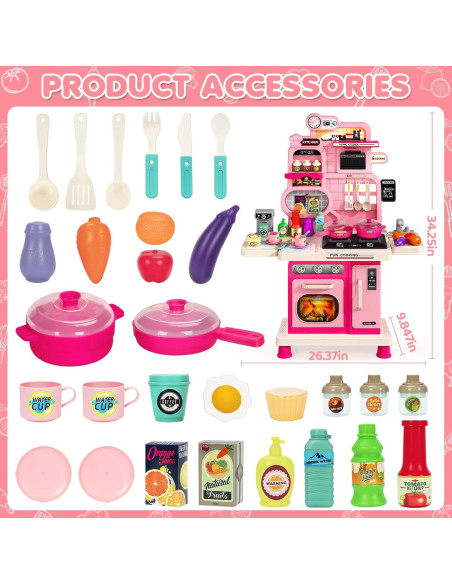 Juego de Cocina Interactivo TooyBing para Niños Rosa