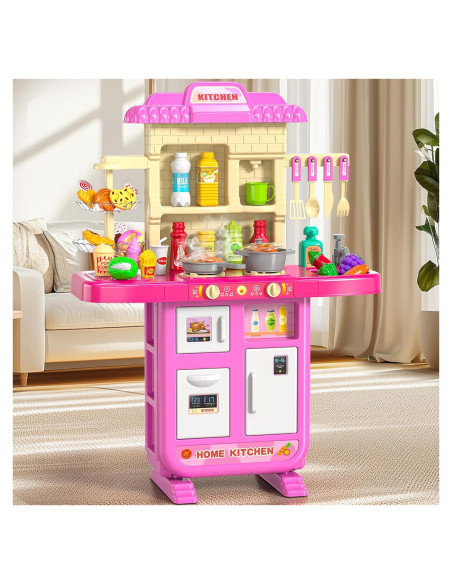 Juego de Cocina de Juguete MSKOLER Rosa 28x61x91 cm