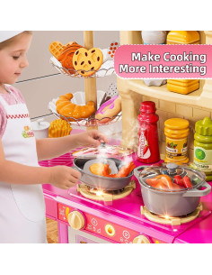 Juego de Cocina de Juguete MSKOLER Rosa 28x61x91 cm 2