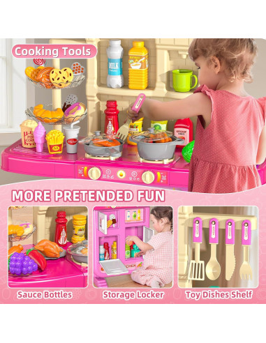 Juego de Cocina de Juguete MSKOLER Rosa 28x61x91 cm