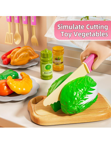 Juego de Cocina de Juguete MSKOLER Rosa 28x61x91 cm