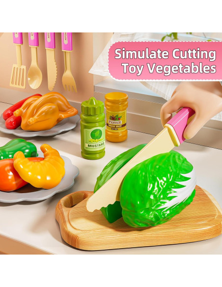 Juego de Cocina de Juguete MSKOLER Rosa 28x61x91 cm