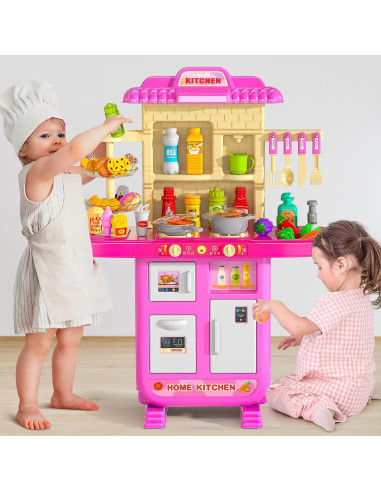 Juego de Cocina de Juguete MSKOLER Rosa 28x61x91 cm
