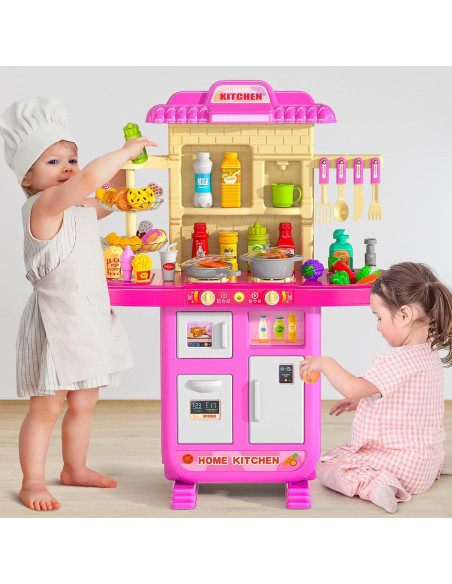 Juego de Cocina de Juguete MSKOLER Rosa 28x61x91 cm
