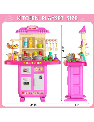 Juego de Cocina de Juguete MSKOLER Rosa 28x61x91 cm