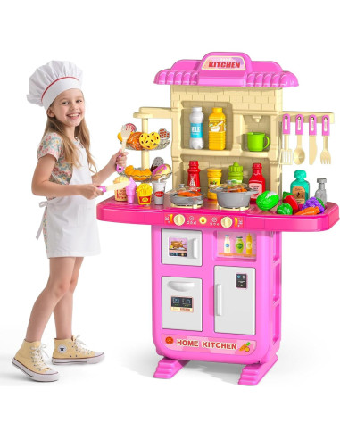 Juego de Cocina de Juguete MSKOLER Rosa 28x61x91 cm