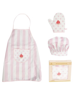 Conjunto de Delantal y Gorro de Chef para Niñas WoodenEdu Rosa