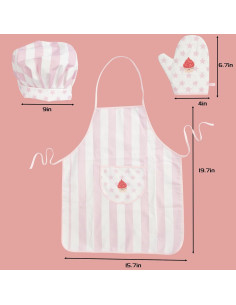Conjunto de Delantal y Gorro de Chef para Niñas WoodenEdu Rosa 2