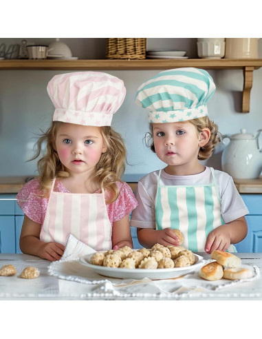 Conjunto de Delantal y Gorro de Chef para Niñas WoodenEdu Rosa