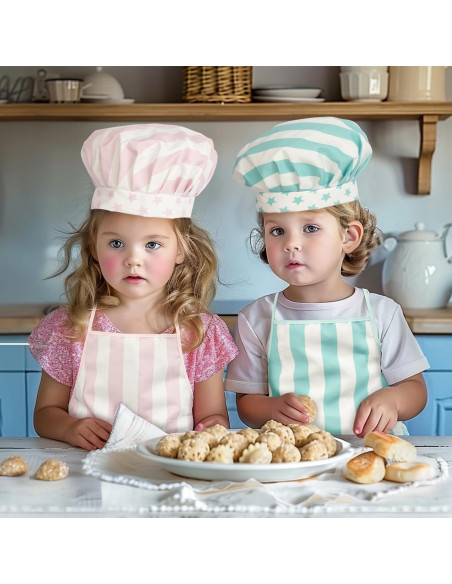 Conjunto de Delantal y Gorro de Chef para Niñas WoodenEdu Rosa