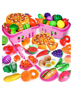 Juguete de Comida de Corte Shemira 100 Piezas Rosa