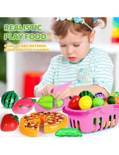 Juguete de Comida de Corte Shemira 100 Piezas Rosa 2