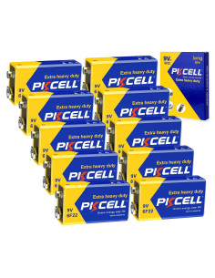Batería 9V PKCELL 6F22 Carbono Zinc Ultra Duradera - Paquete de 10