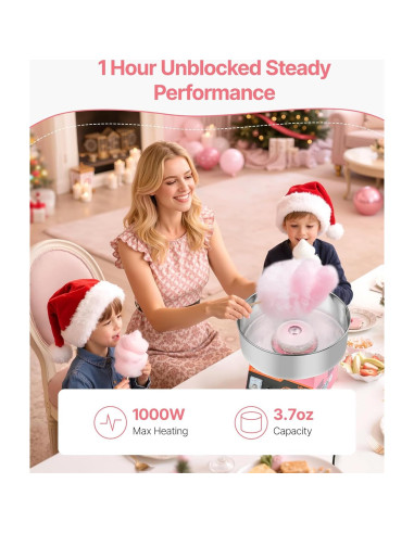 Máquina de Algodón de Azúcar VEVOR 1000W 15" Rosa