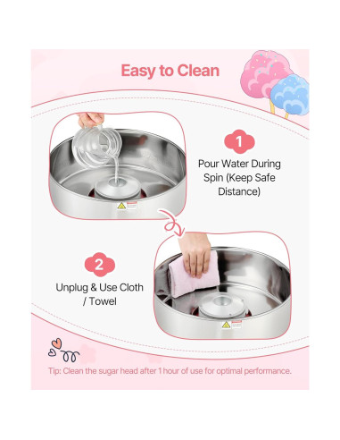 Máquina de Algodón de Azúcar VEVOR 1000W 15" Rosa
