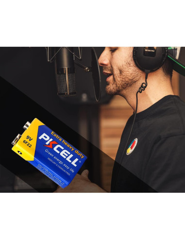 Batería 9V PKCELL 6F22 Carbono Zinc Ultra Duradera - Paquete de 10