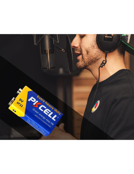 Batería 9V PKCELL 6F22 Carbono Zinc Ultra Duradera - Paquete de 10
