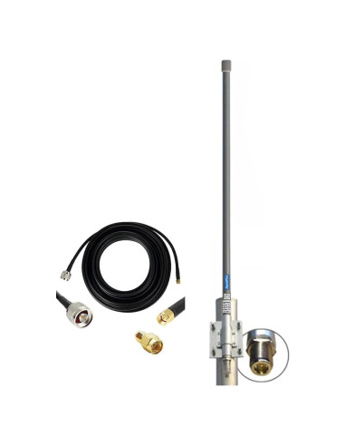 Antena Omnidireccional Qifan 10dBi 0.9m con Cable SMA 5m