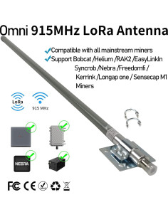 Antena Omnidireccional Qifan 10dBi 0.9m con Cable SMA 5m 2