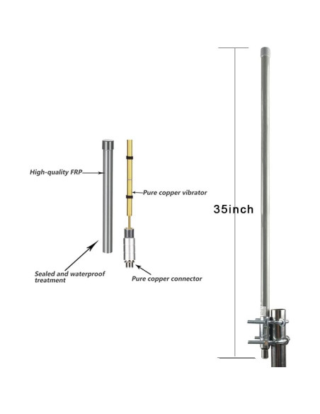 Antena Omnidireccional Qifan 10dBi 0.9m con Cable SMA 5m