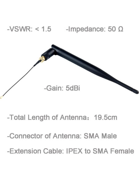 4 Antenas LoRa 915MHz 5dBi DIYmalls con Conector IPEX