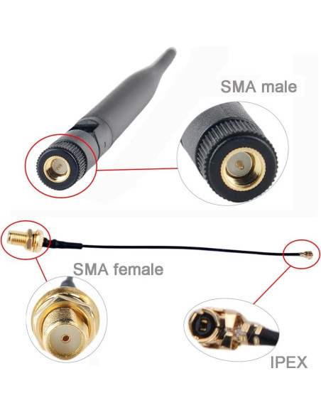 4 Antenas LoRa 915MHz 5dBi DIYmalls con Conector IPEX
