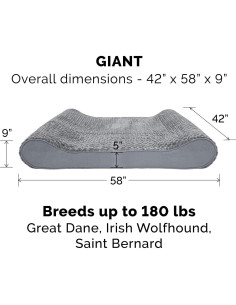 Cama para Perros Furhaven XXL Espuma Viscoelástica Gris 106.68x147.32cm 2