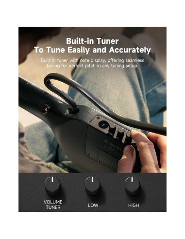 Guitarra Clásica Eléctrica Donner HUSH C Nylon 6 Cuerdas - Negro