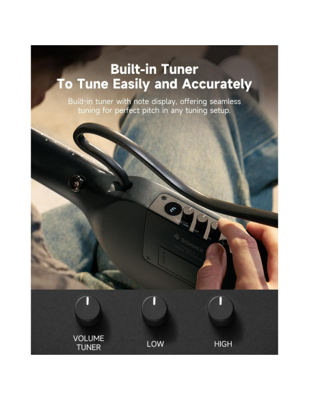 Guitarra Clásica Eléctrica Donner HUSH C Nylon 6 Cuerdas - Negro