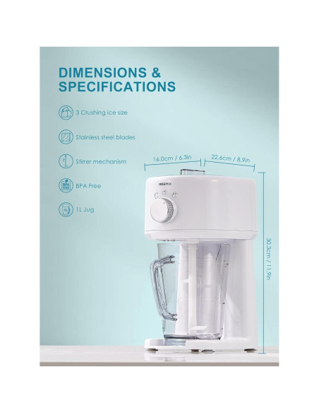 Máquina de Hielo Raspado Eléctrica Reemix 1.56kg Ajustable