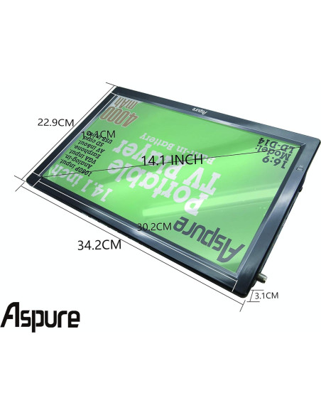 Televisor LED portátil LEADSTAR 14" HD con batería y USB