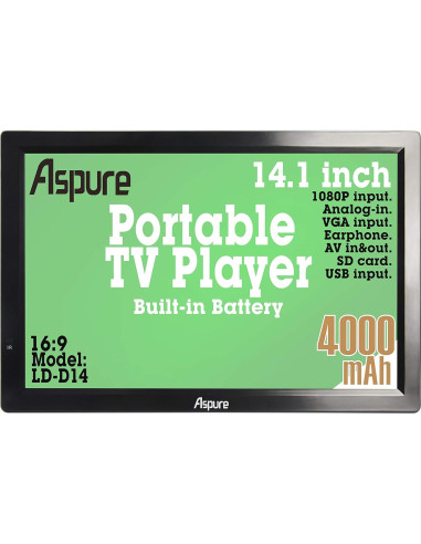 Televisor LED portátil LEADSTAR 14" HD con batería y USB