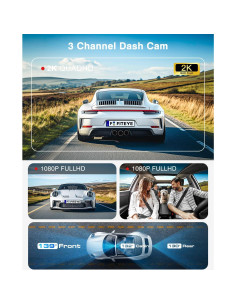 Cámara Dash 4K Fiteye FT-VD004 con GPS y WiFi, 3 Canales 2