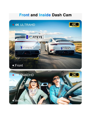 Cámara Dash 4K Fiteye FT-VD004 con GPS y WiFi, 3 Canales