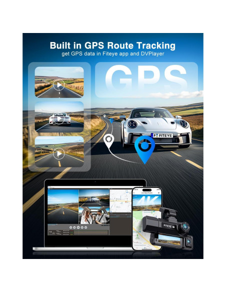 Cámara Dash 4K Fiteye FT-VD004 con GPS y WiFi, 3 Canales