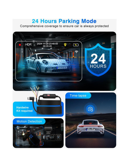 Cámara Dash 4K Fiteye FT-VD004 con GPS y WiFi, 3 Canales
