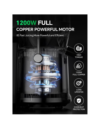 Extractor de Jugo Bestome 1200W Doble Velocidad 1.04L