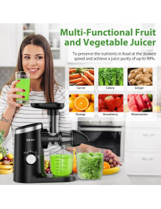 Extractor de Jugo Horizontal Aeitto Clásico 600ml Negro 2