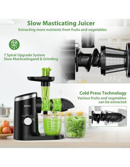 Extractor de Jugo Horizontal Aeitto Clásico 600ml Negro